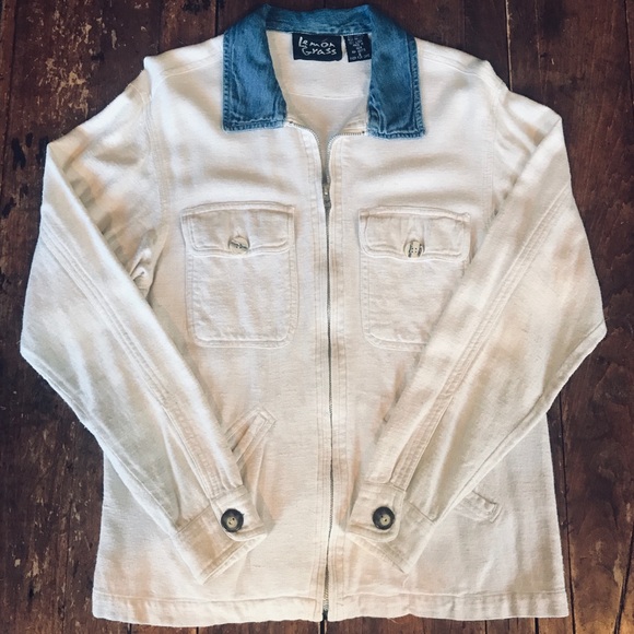 𝐕𝐈𝐍𝐓𝐀𝐆𝐄 Linen & Denim Jacket - Picture 1 of 9